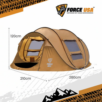 FORCE USA POP-UP TENT FOR OUTDOOR ADVENTURES.