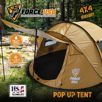 FORCE USA POP-UP TENT FOR OUTDOOR ADVENTURES.