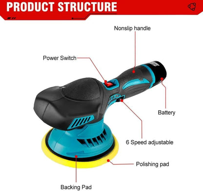 Mini Polisher 6Gears Car Polishing Machine 12V Electric Cars Polish Machines Adjustment Speeds Power Tool