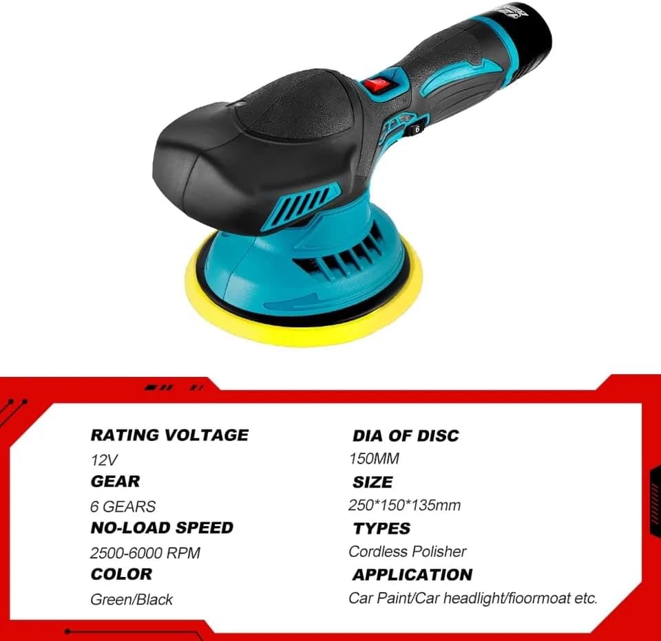 Mini Polisher 6Gears Car Polishing Machine 12V Electric Cars Polish Machines Adjustment Speeds Power Tool