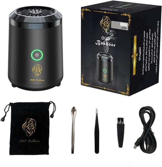 Arabic Incense Electric Oud Bukhoor Incense Burner Aroma Diffuser Car Bakhoor Burner, Muslim Oud Burner Rechargeable Car Bakhoor, Arab Bukhoor, Home, Guest House, Desert Camping, Travel and Great Gift