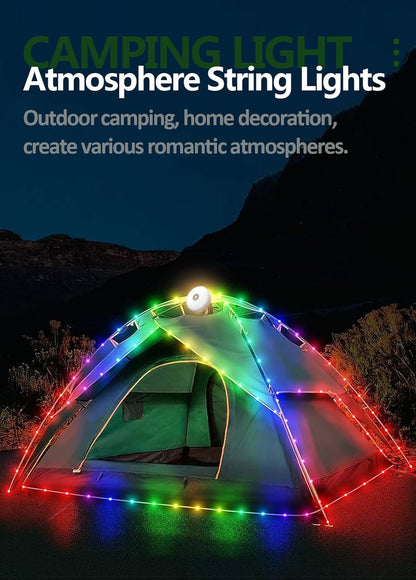 Camping Lights Multifunctional String Lantern with String Light(33Ft), IP44 Waterproof Camping Lamp