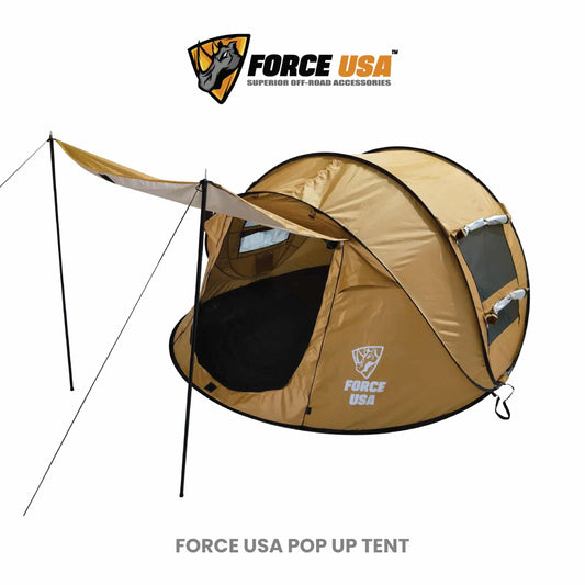 FORCE USA POP-UP TENT FOR OUTDOOR ADVENTURES.